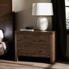 Torrington Charging Nightstand Umber Oak Staged View in Bedroom Four Hands