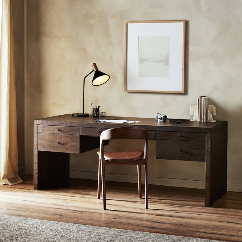 Torrington Desk Umber Oak Staged View in Home Office Four Hands