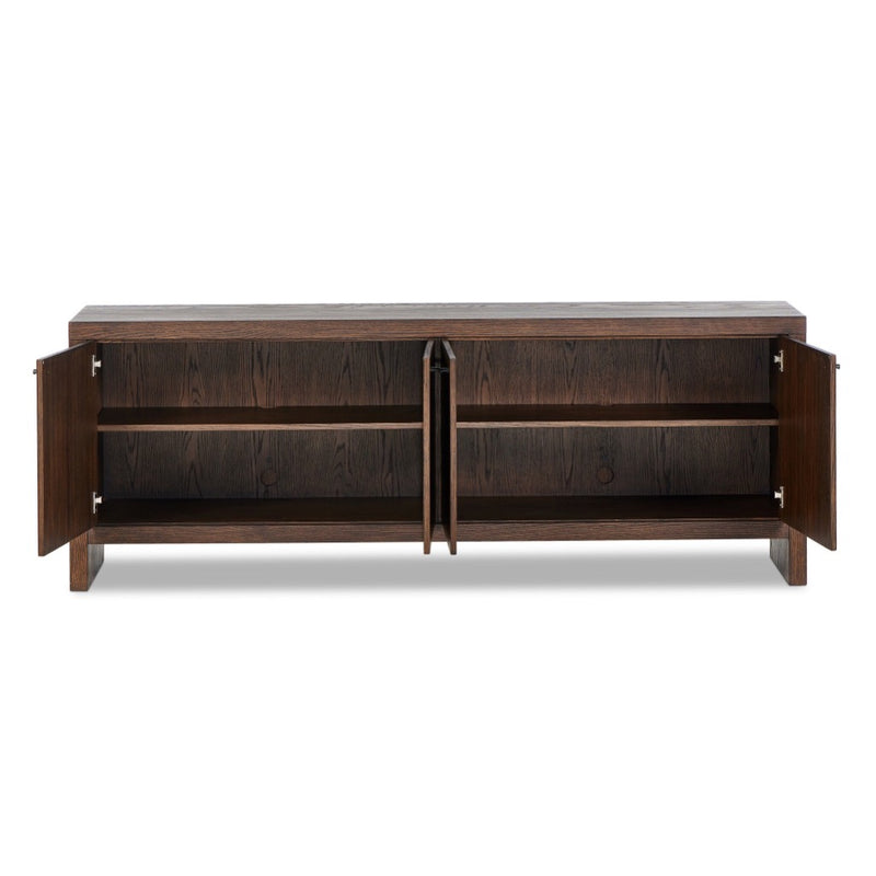 Torrington Sideboard Umber Oak Veneer Front Facing View Open Doors 236939-001