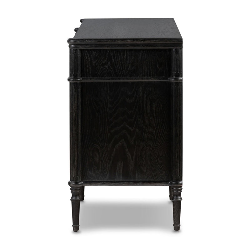 Toulouse 6 Drawer Dresser Distressed Black Oak Side View Four Hands