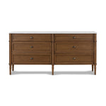 Toulouse 6 Drawer Dresser Toasted Oak w/ Polished White Marble Front Facing View 238116-001