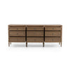 Four Hands Toulouse 9 Drawer Dresser Toasted Oak Front Facing Open Drawers