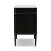 Four Hands Toulouse Chest Distressed Black w/ Polished White Marble Side View