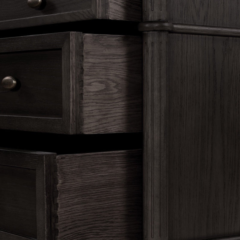 Toulouse Chest Distressed Black Solid Oak Drawers 238119-002