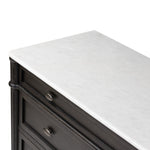 Toulouse Chest Distressed Black w/ Polished White Marble Tabletop Four Hands