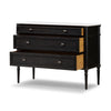 Toulouse Chest Distressed Black w/ Polished White Marble Angled View Open Drawers 238119-002