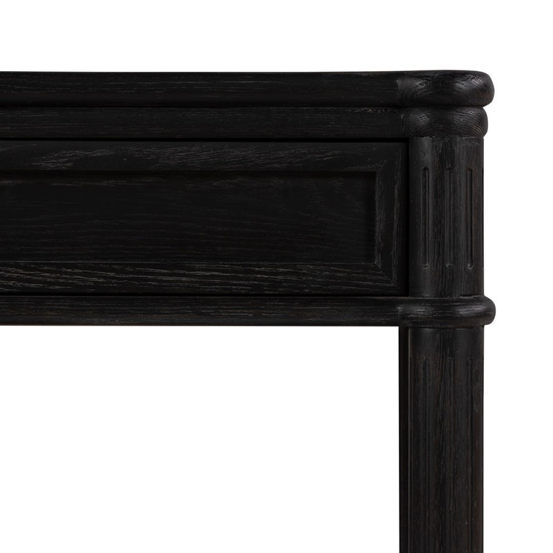 Toulouse Oak Nightstand Distressed Black Rounded Corner Detail 231968-002