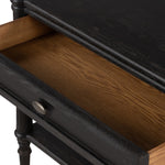 Toulouse Oak Nightstand Distressed Black Open Drawers Top View Four Hands