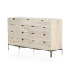 Trey 9 Drawer Dresser Dove Poplar Angled View 230300-003