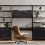 Trey Modular Wall Desk W/ 2 Bookcases - Black Wash Poplar