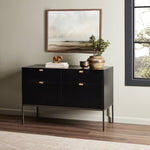 Trey Modular Wide Filing Cabinet Black Wash Poplar Staged View Four Hands