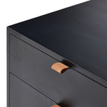 Trey Modular Wide Filing Cabinet Black Wash Poplar Top Grain Leather Pulls 236182-001