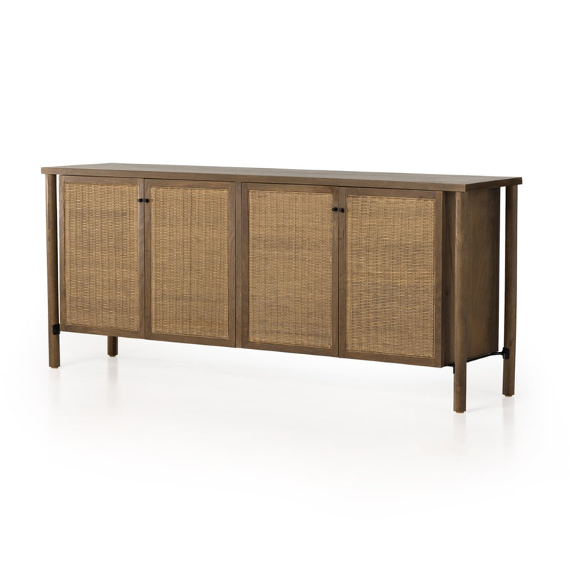 Veta Sideboard Taupe Cane Angled View 230334-001