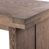 Four Hands Warby Console Table Worn Oak Veneer Corner Detail