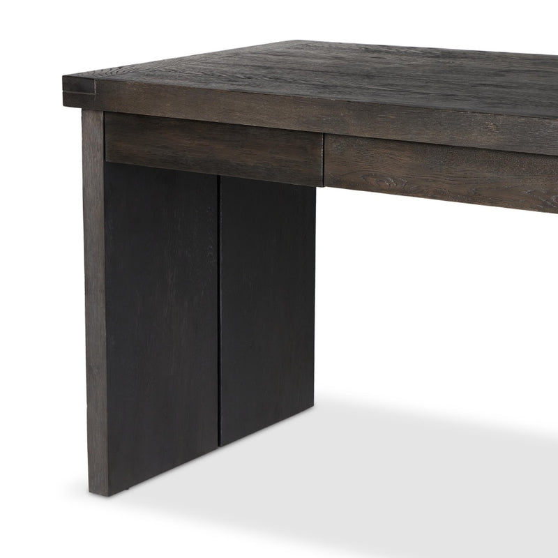 Four Hands Warby Desk Worn Black Veneer Thick Oak Legs