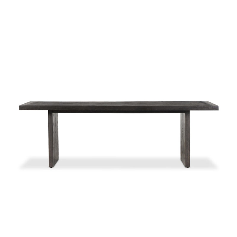 Warby Dining Table Worn Black Veneer Front Facing View 235116-003