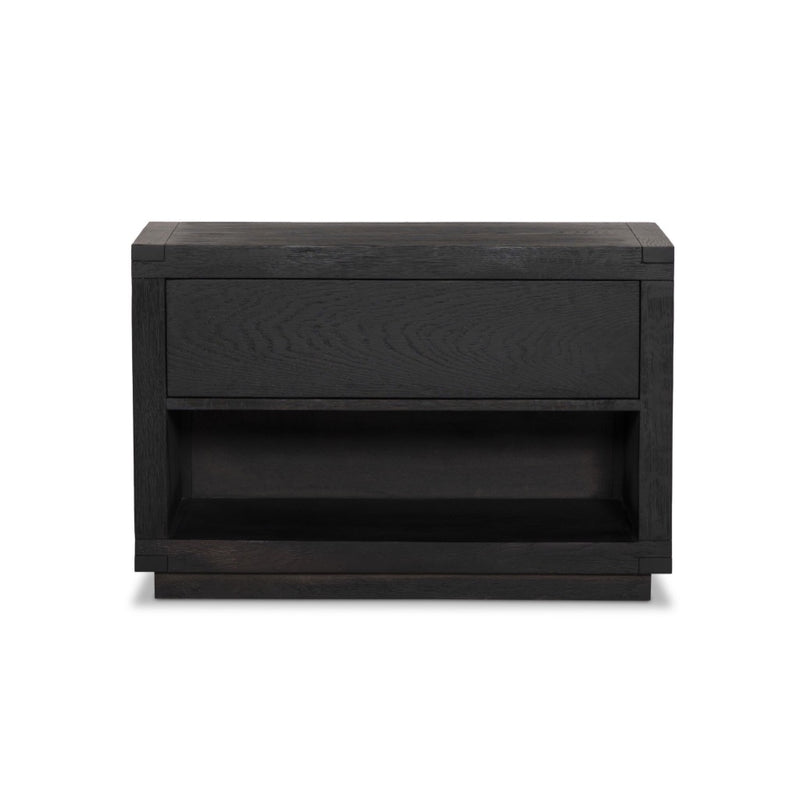 Four Hands Warby Nightstand Worn Black Veneer Front Facing View