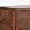 Wesley 6 Drawer Burl Dresser Dark Brown Top Left Corner Detail CH-1001692-IN02-FN-BD-DR-DB-OS