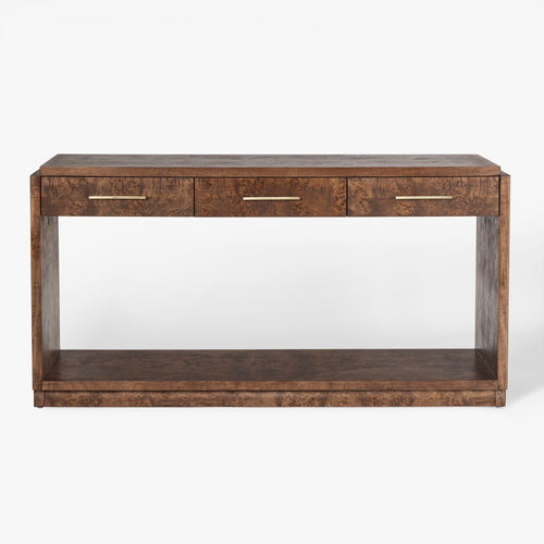 Wesley Burl Console Dark Brown Front Facing View Co.House Designs