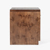 Wesley Burl Nightstand Dark Brown Side View Co.House Designs