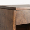 Co.House Designs Wesley Burl Nightstand Dark Brown Corner Detail