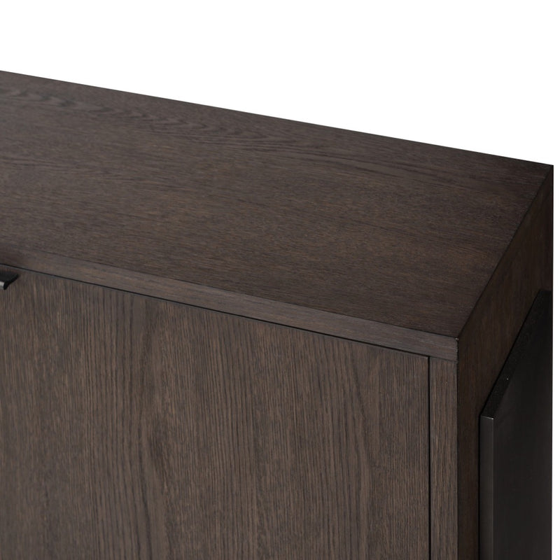 Westhoff Sideboard Rubbed Black Oak Top Detail Four Hands