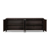 Westhoff Sideboard Rubbed Black Oak Front Facing View Open Cabinets 236117-001