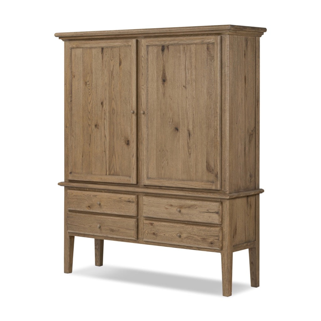 Whitman Cabinet Worn Oak Angled View Four Hands