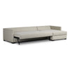 Four Hands Wickham 2-Piece Sleeper Sectional Alameda Snow Angled View Bed Pulled Out