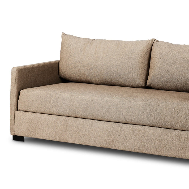 Wickham Queen Sleeper Sofa Quenton Pebble Angled View Four Hands