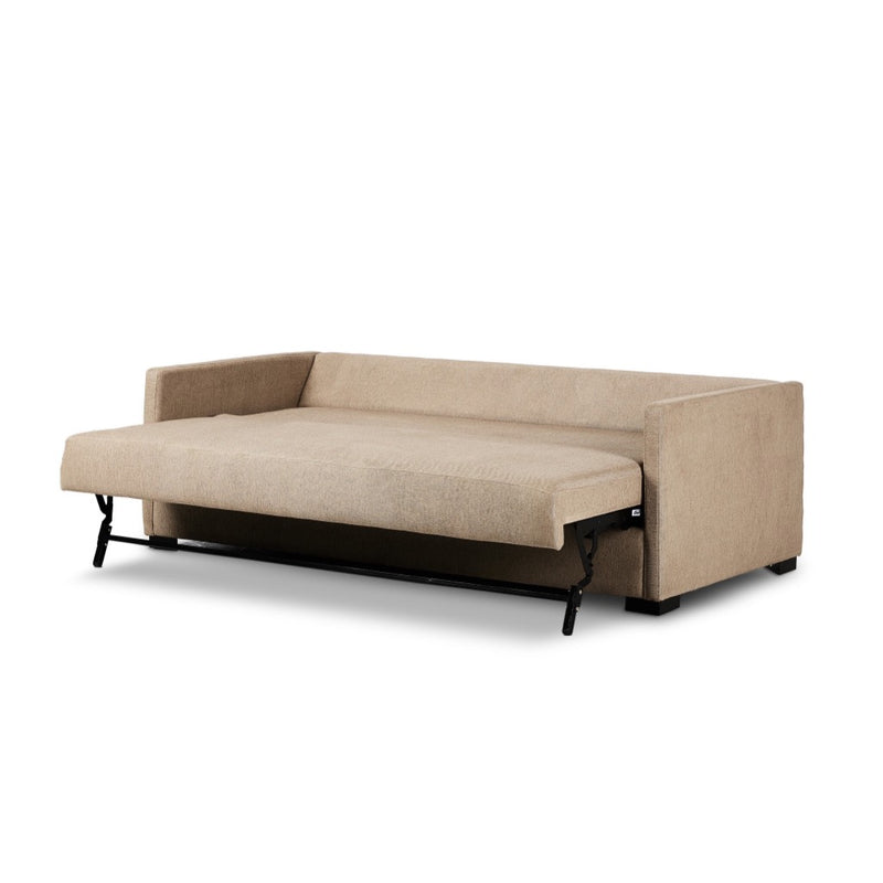 Wickham Queen Sleeper Sofa Quenton Pebble Angled View Four Hands