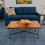 Windom Rectangle Copper Coffee Table Staged Image Artesanos Design Collection