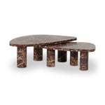 Zion Coffee Table Set Merlot Marble Angled View Four Hands