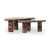 Four Hands Zion Coffee Table Set Merlot Marble Side View