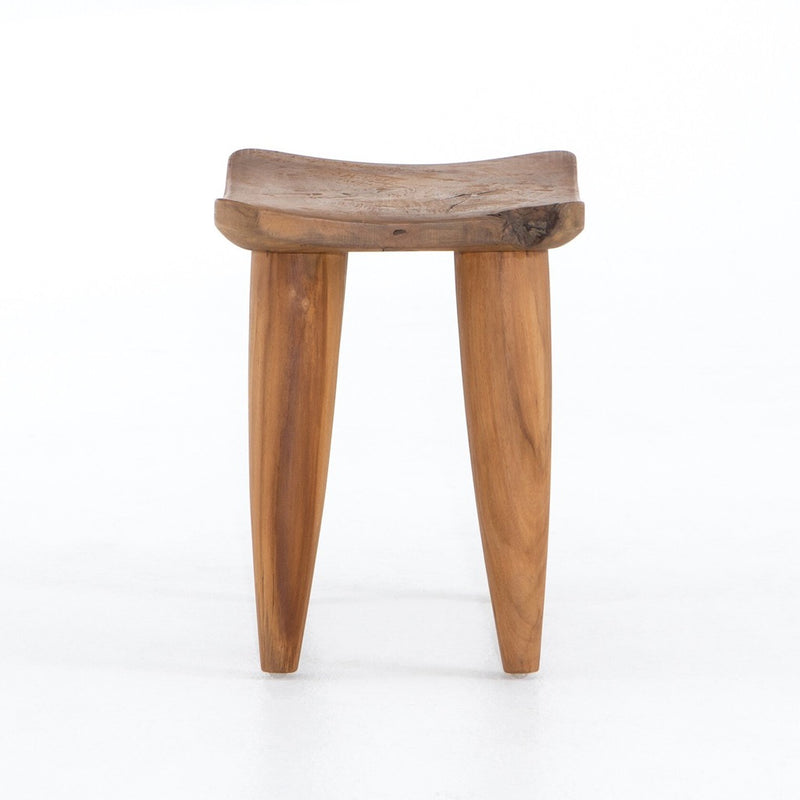 Zuri Outdoor Stool Aged Natural Teak Side View JLAN-242