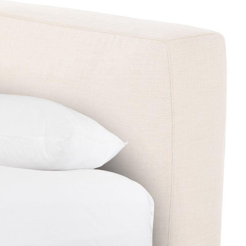 Four Hands Aidan Slipcover Bed Brussels Natural Headboard Detail