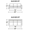 Alessandro Three Seat Sofa Measurements