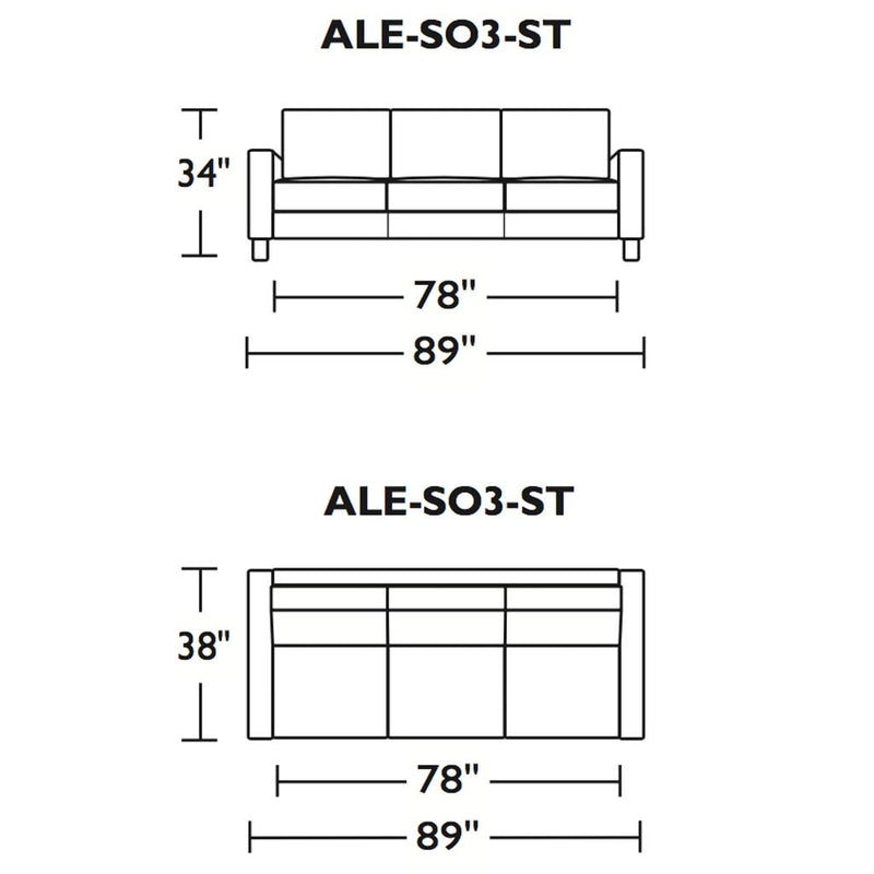 Alessandro Three Seat Sofa Measurements