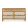 Allegra 8 Drawer Dresser-Natural Cane front view honey finished oak