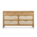 Allegra 8 Drawer Dresser-Natural Cane front view honey finished oak