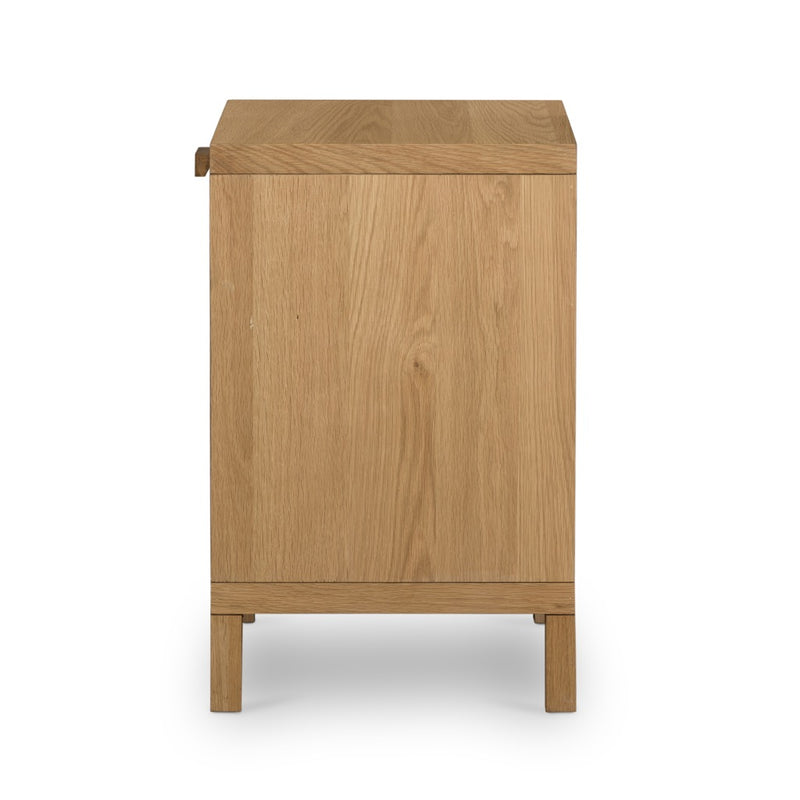 Allegra Nightstand side view honey-finished oak