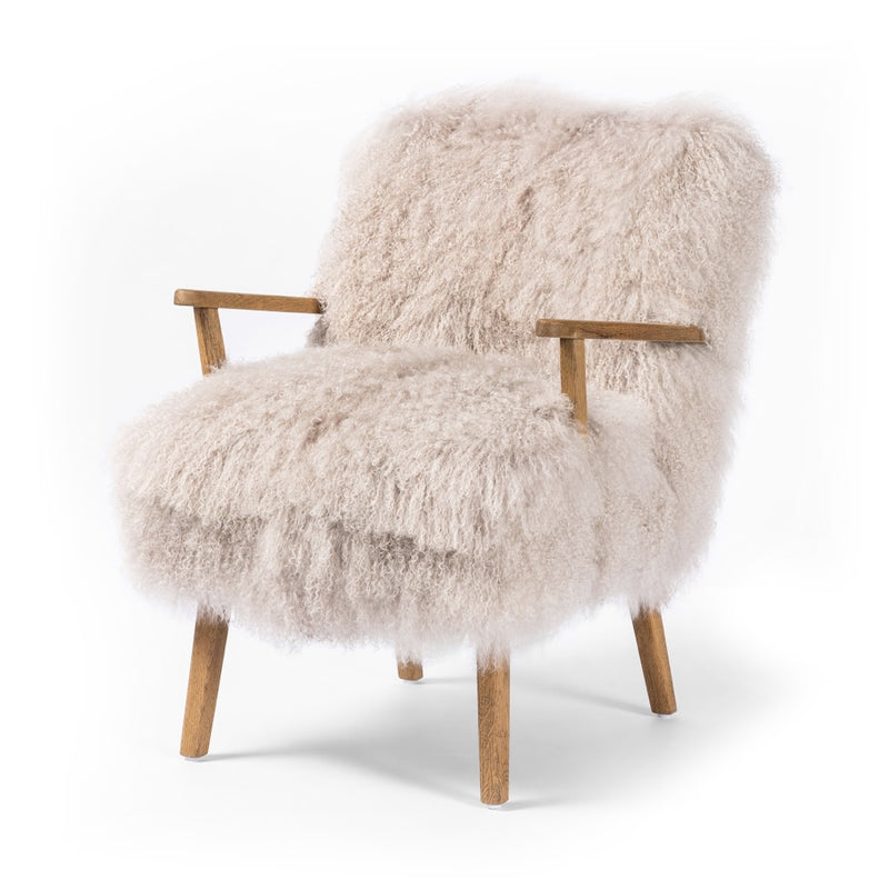 Ashland Armchair Taupe Magnolian Fur Angled View 100637-005
