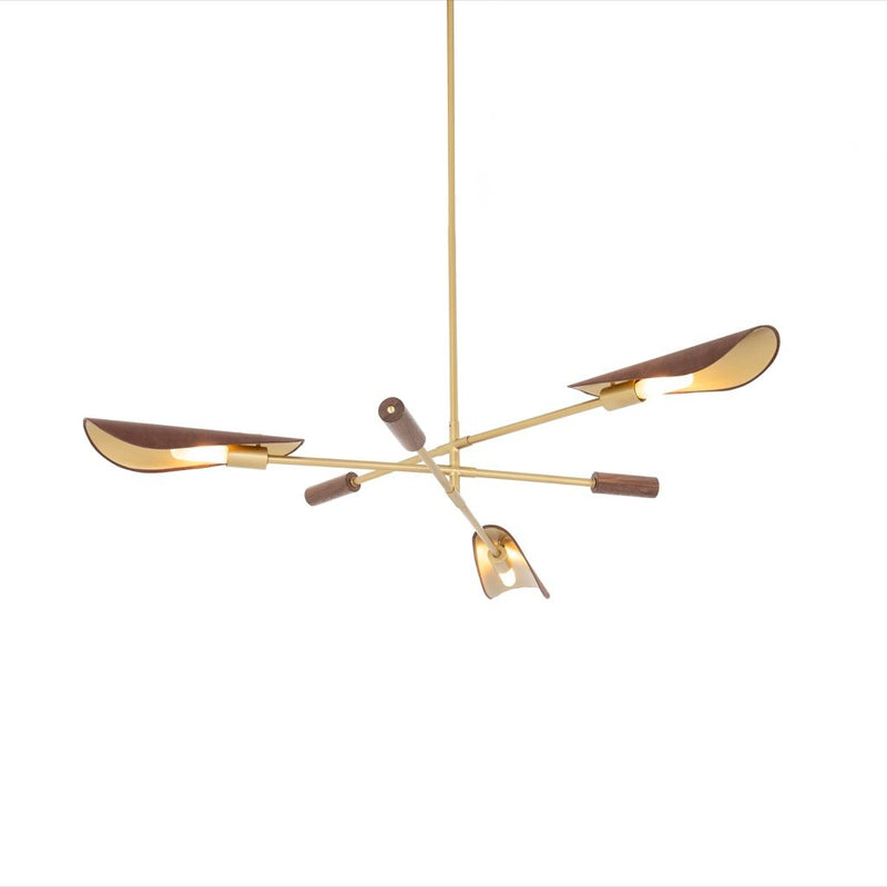 Astrid Chandelier - Dark Brown Leather Light on