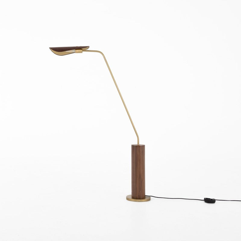 Astrid Floor Lamp - Dark Brown Leather Side View