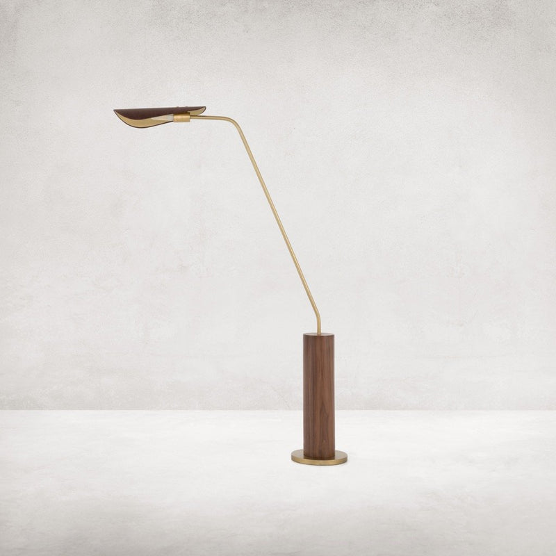 Astrid Floor Lamp - Dark Brown Leather Side View