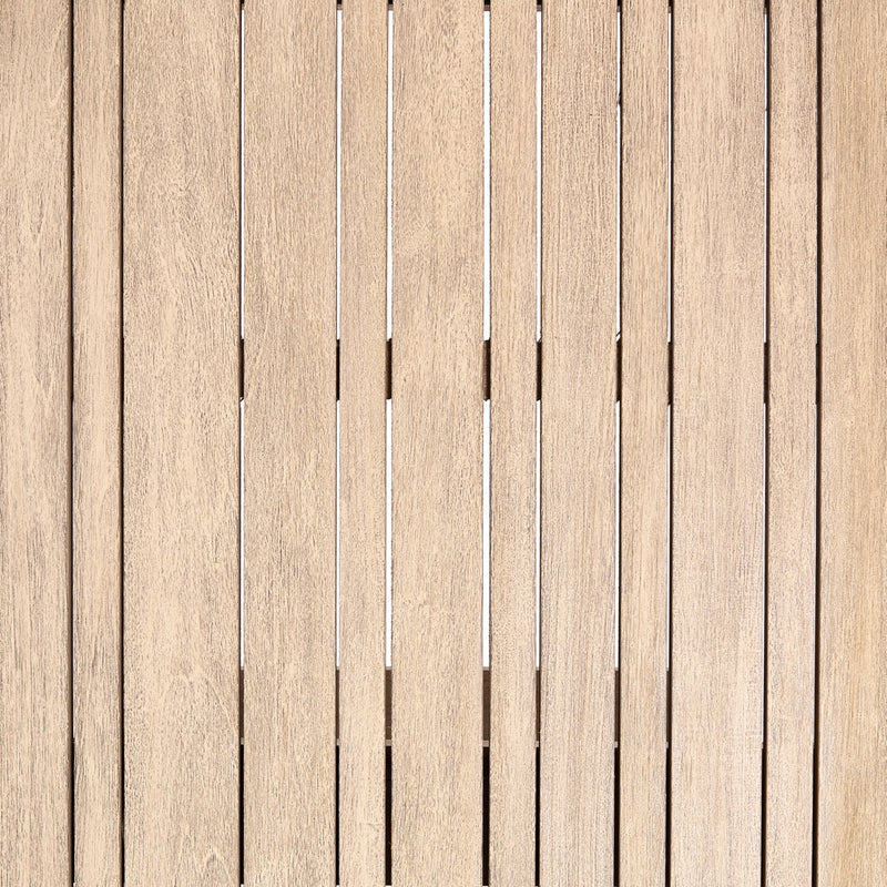 Atherton Outdoor Dining Table close up of planks washed brown teak