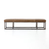 brown leather accent bench