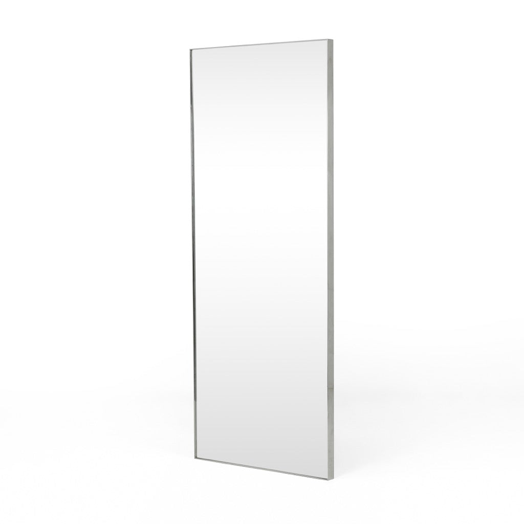 Bellvue Floor Mirror Shiny Steel Angled View CIMP-275
