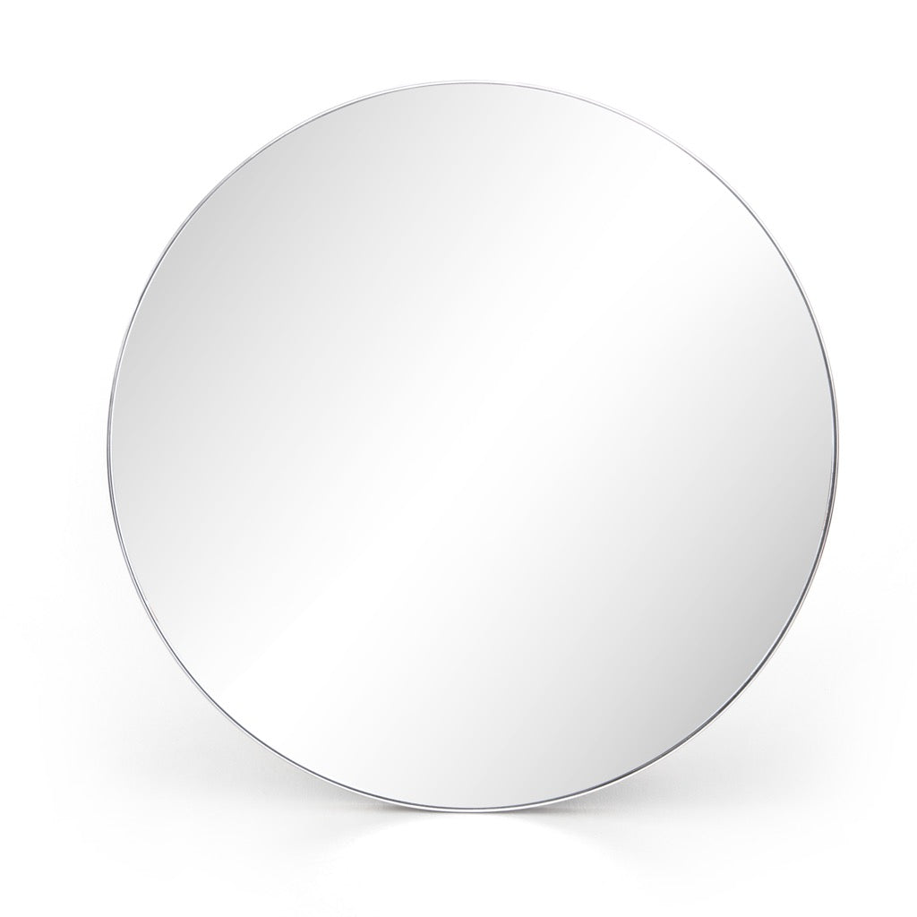 Bellvue Round Mirror Shiny Steel Front View CIMP-274
