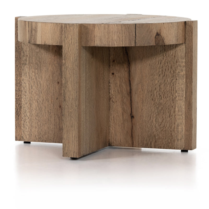 Bingham End Table Rustic Oak Veneer Base Detail